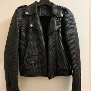BCBG Black Leather Motorcycle Jacket